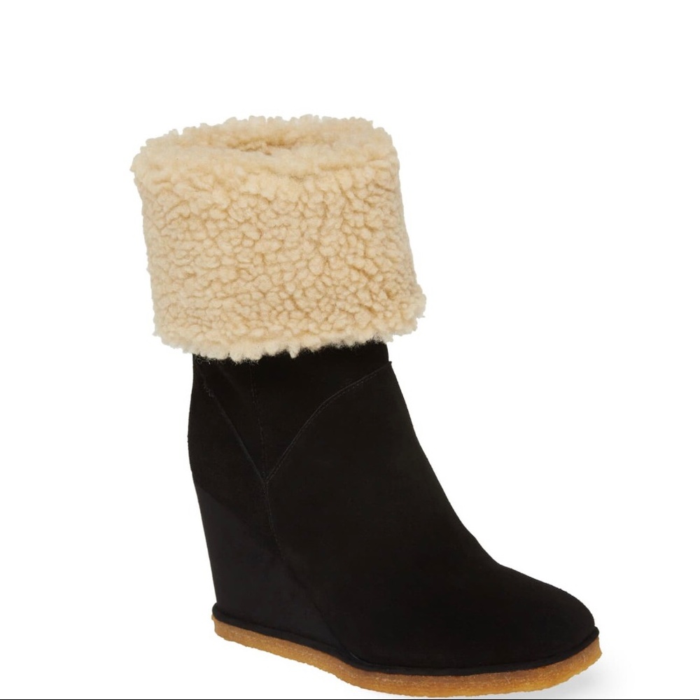 Jeffrey Campbell Faux Shearling Wedge Boots